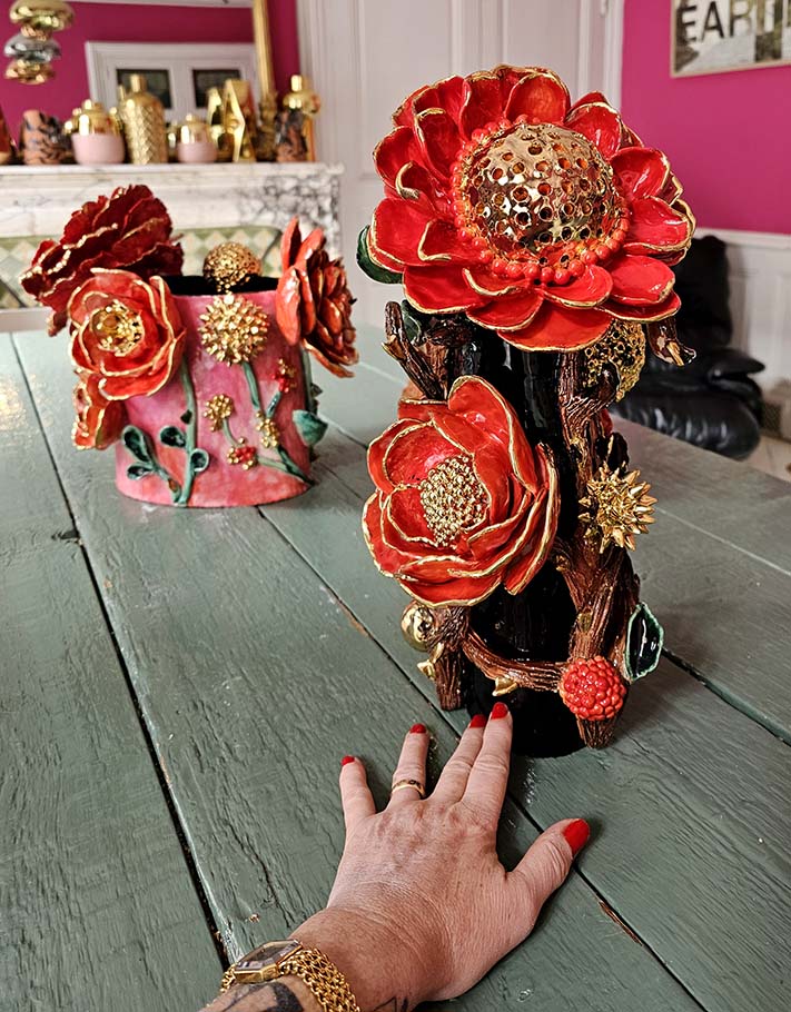 Ceramic Vase “Red Sun” – Unique Piece