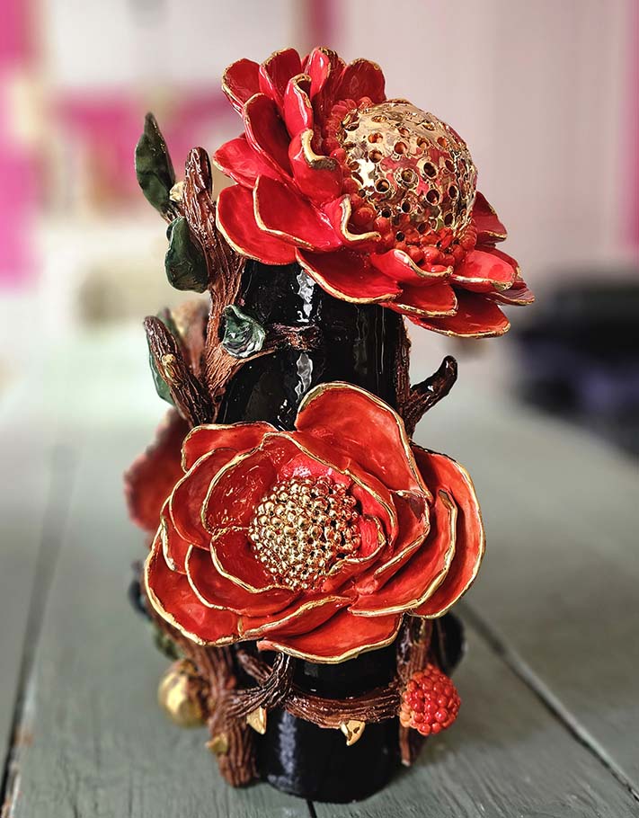 Ceramic Vase “Red Sun” – Unique Piece
