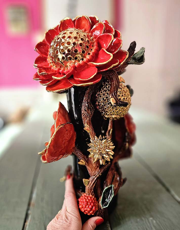 Ceramic Vase “Red Sun” – Unique Piece