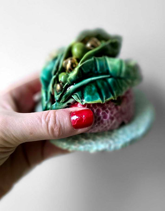 Porte encens Céramique Émaillée, Petits pois et Or - Pièce Unique Fait Main