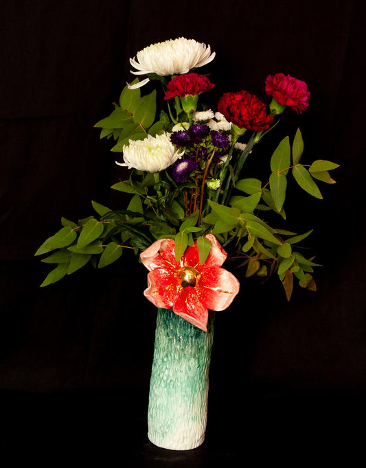 Enamelled earthenware vase gilded with fine 22-carat gold